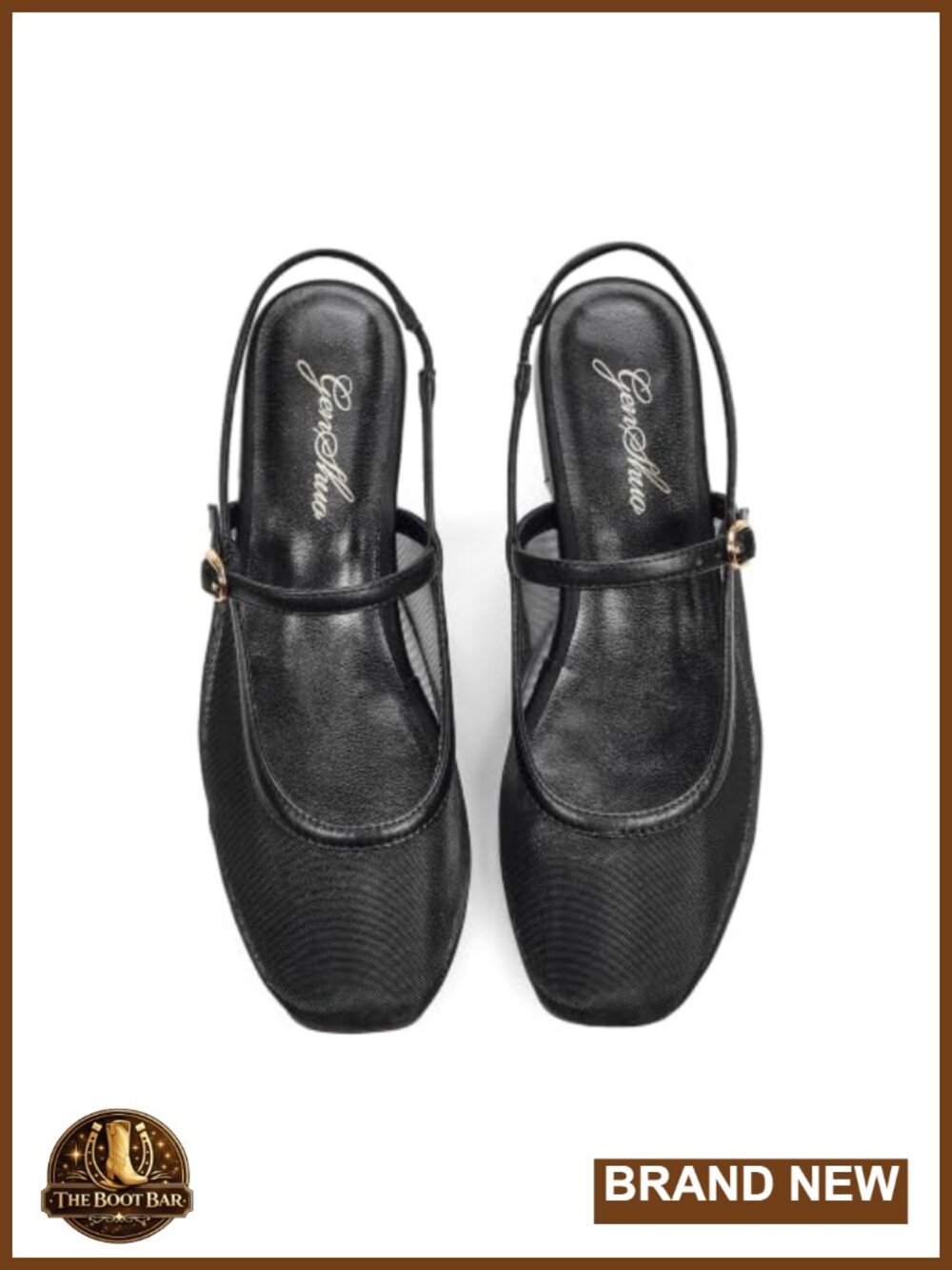 Women's Mesh Slingback Flats Buckle Strap Low Heel Pointed Toe Ballet Work